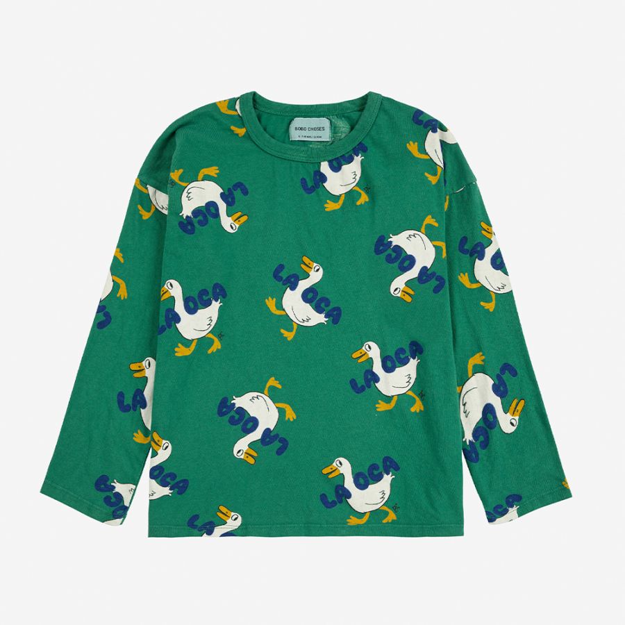 【25AW 8/21発売開始】ロンT Tシャツ ベビー キッズ ボボ・ショーズ 総柄 La Oca all over T-shirt【国内正規品】 Bobo Choses