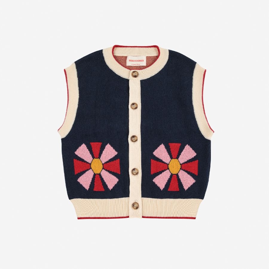【25AW 8/21発売開始】ニット ベスト ベビー キッズ ボボ・ショーズ Kaleidoscope vest【国内正規品】 Bobo Choses