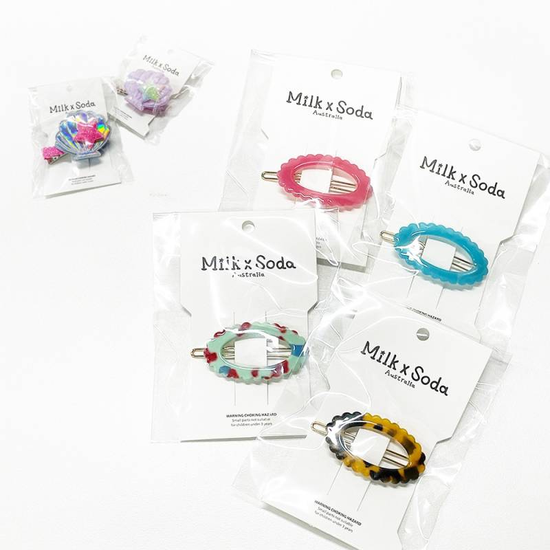 ヘアアクセサリー ヘアピン キッズ ミルク×ソーダ ミルクアンドソーダ 翡翠 貝殻 シェル MILK×SODA jade sea shell hair clip【国内正規品】