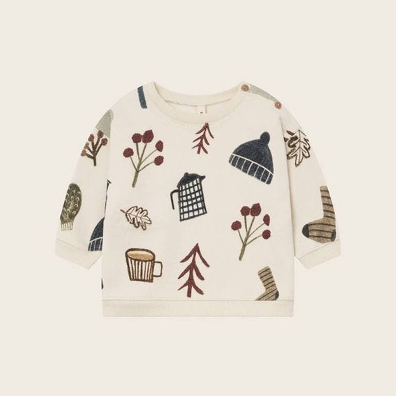 スウェット トレーナー キッズ ベビー オーガニックズー 総柄 Organic Zoo Cosy Wild Sweatshirt Undyed【国内正規品】 17cwildbsoz