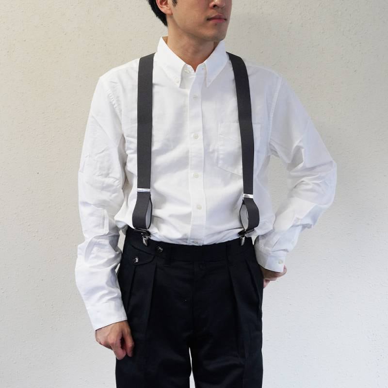 サスペンダー 無地 別注 メンズ アルバートサーストン ALBERT THURSTON suspender 【国内正規品】35ELAST 2in1