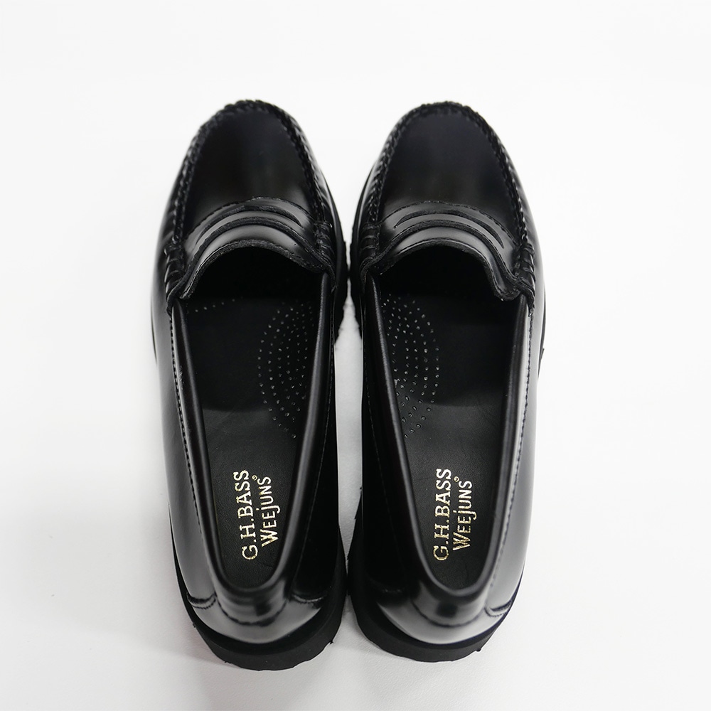 ローファー レディース ジーエイチバス BLACK RUBBER SOLE HIGH SHINE
