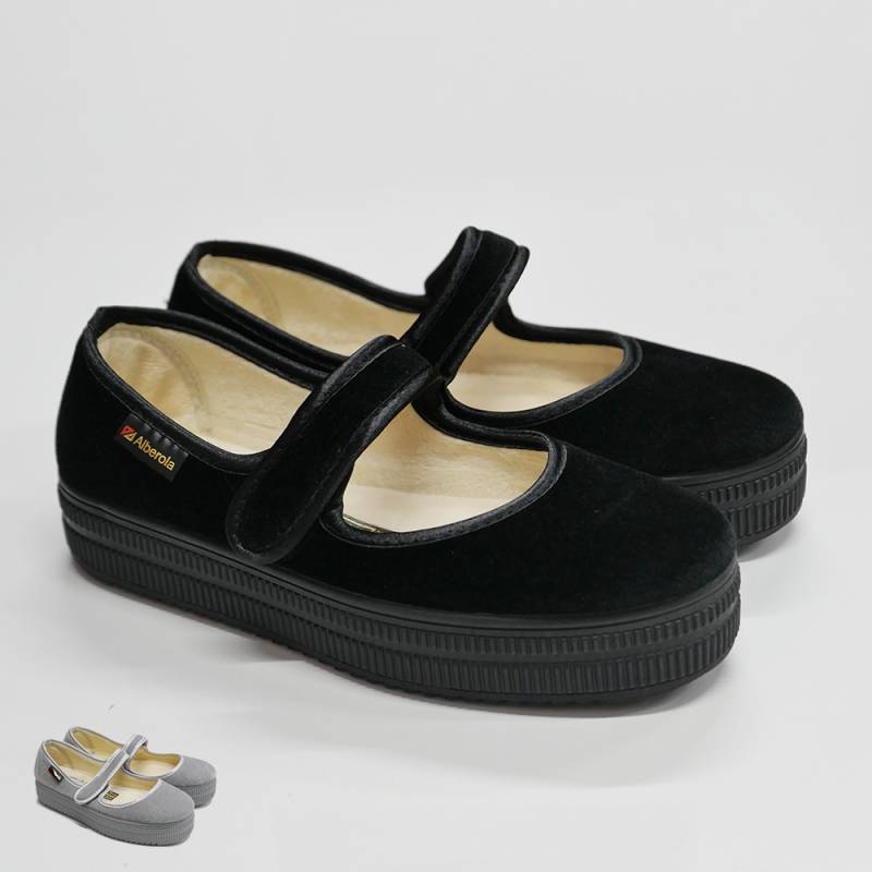 フラットシューズ ワンストラップシューズ ベロア アルベローラ レディース メリージェーン Alberola 22.5-25.0cm【国内正規品】