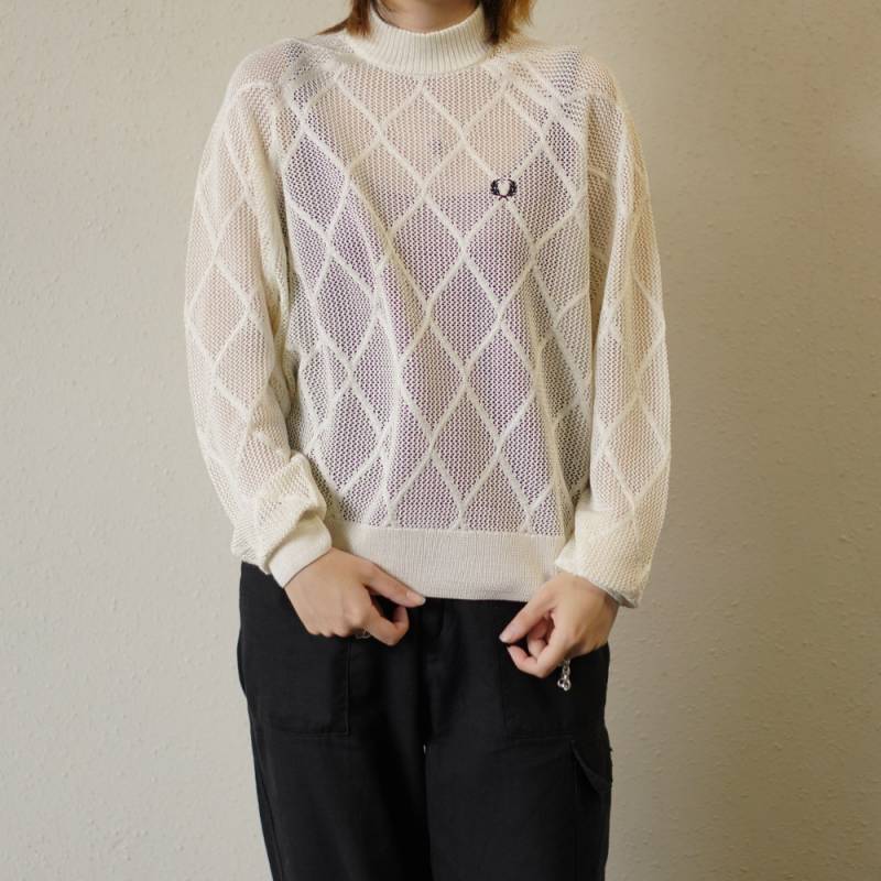 メッシュニット  レディース セーター アーガイル フレッドペリー Argyle Mesh Knitted Jumper【国内正規品】 FRED PERRY  K1127