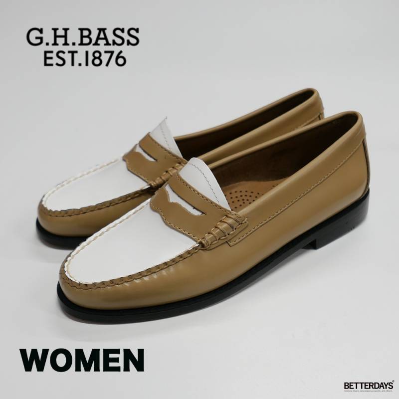 ローファー レディース コインローファー BA41011A BEIGE W WHITE LEATHER SOLE ジーエイチバス G.H.BASS 【国内正規品】