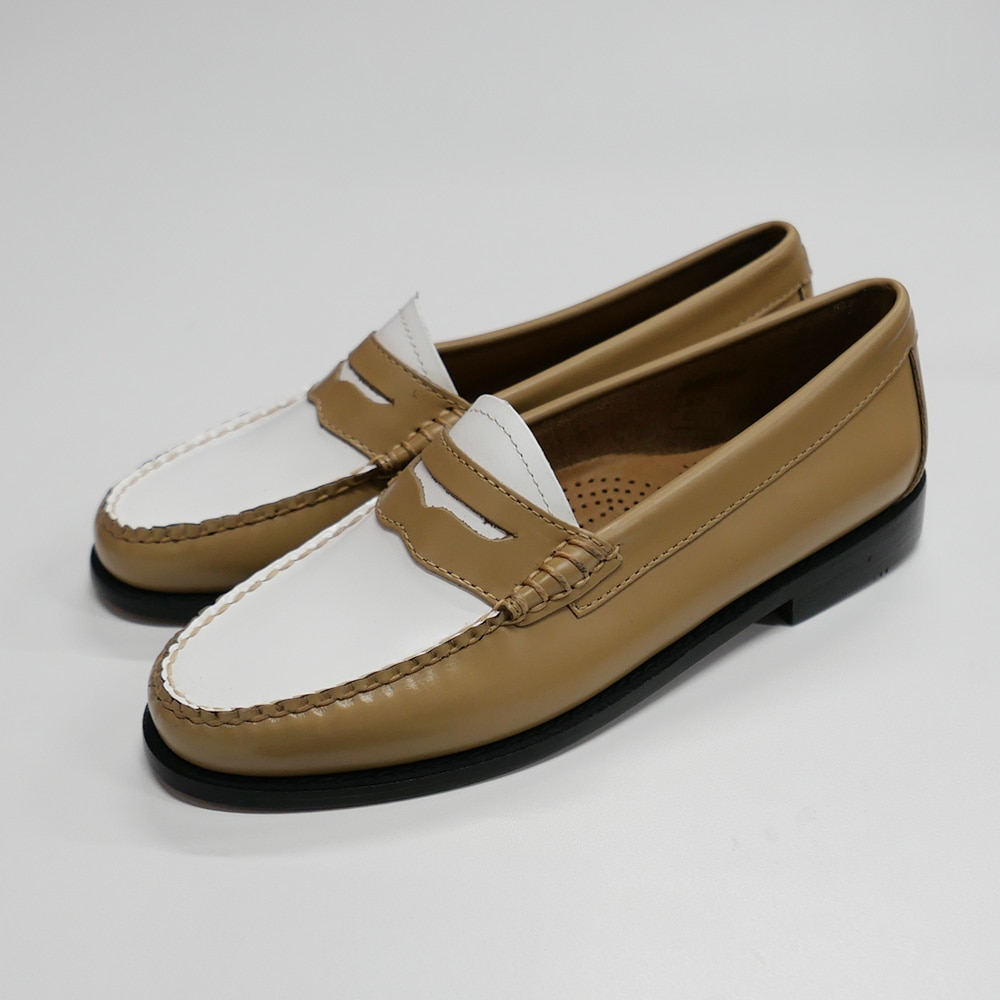 ローファー レディース コインローファー BA41011A BEIGE W WHITE LEATHER SOLE ジーエイチバス G.H.BASS 【国内正規品】