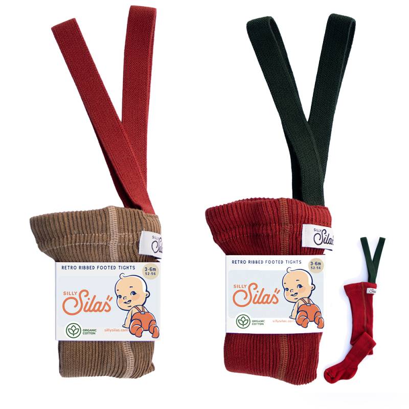 タイツ キッズ ベビー オーガニックズー シリーサイラス クリスマスデザイン Footled Collection (Acorn Brown Maple Leaf )(Maple Leaf Dark Forest Green) Organic Zoo SILLY Silas【国内正規品】hollybsoz
