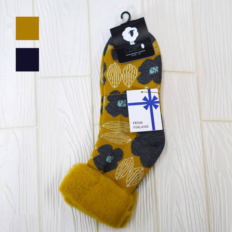 ルームソックス レディース FROMF フロムエフ モコモコソックス Kukkapuutarha / 花畑 もこもこソックス 2色 北欧フィンランド 22.5-25cm【国内正規品】
