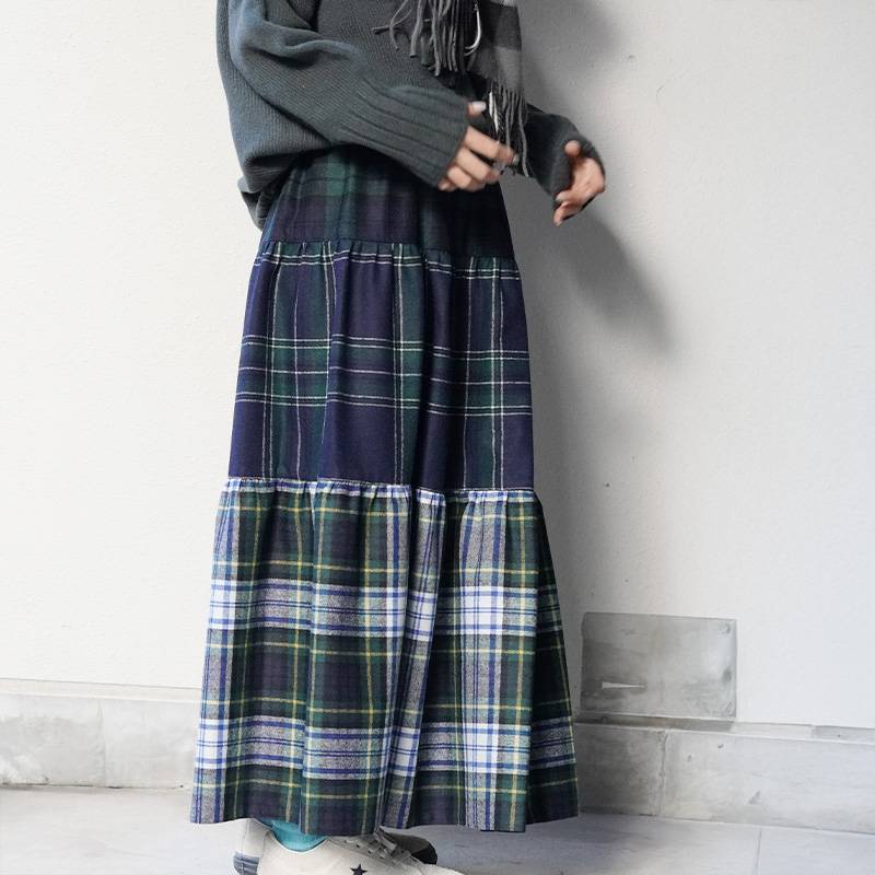 スカート オニールオブダブリン パッチワーク ミモレ O’Neil of Dublin slim line tiered skirt 83cm【国内正規品】241EA-83WP