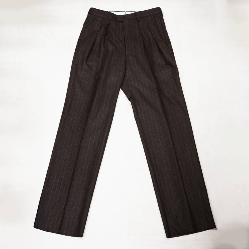 スラックス パンツ ボトムス メンズ チョーク ストライプ 2イン プリーツパンツ  ベルナールザンス  VANEAU BERNARD ZINS 【国内正規品】74516