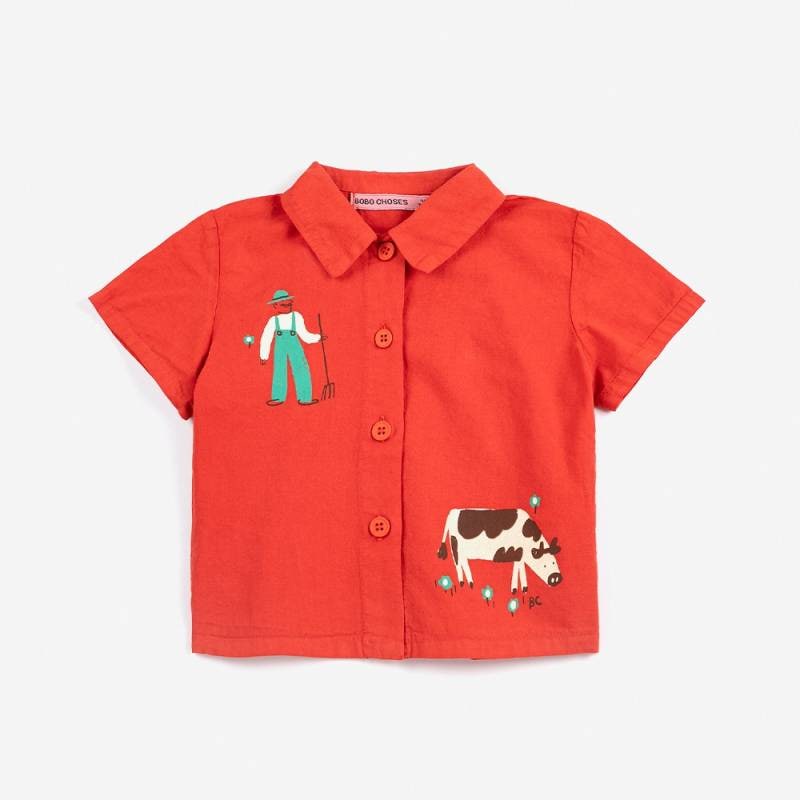 シャツ ベビー キッズ ボボ・ショーズ  Farm adventure woven shirt【国内正規品】 Bobo Choses B126AB028