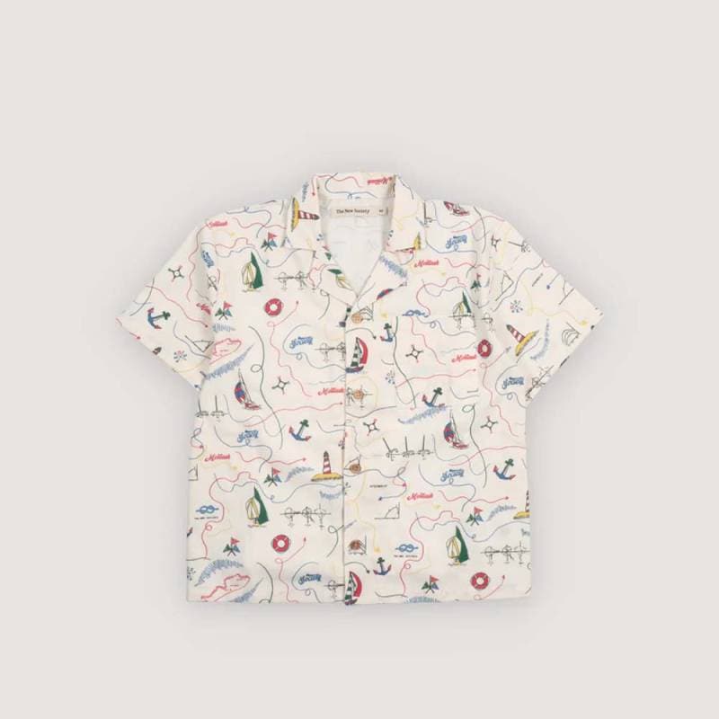 【期間限定8月1日より20%OFF SALE】　シャツ ベビー キッズ オープンカラーシャツ ザニューソサイエティ 半袖 Clove Shirt Clove Print【国内正規品】 The New Society