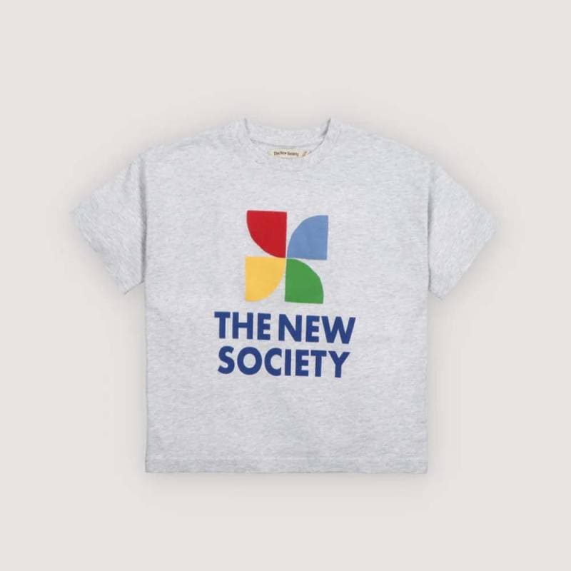 Tシャツ ベビー キッズ  ザニューソサイエティ 半袖 TNS Logo T-Shirt Light Grey Melange【国内正規品】 The New Society