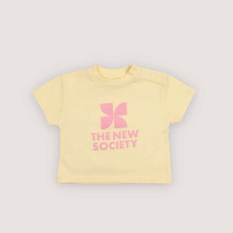【期間限定8月1日より20%OFF SALE】　Tシャツ ベビー キッズ  ザニューソサイエティ 半袖 TNS Logo T-Shirt Soft Lemon【国内正規品】 The New Society