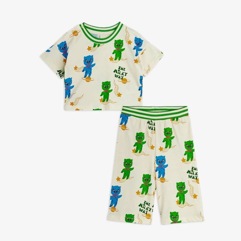 【期間限定8月1日より20%OFF SALE】Tシャツ パンツ キッズ ベビー ミニロディーニ エイリアン 上下セット 2Pセット  ALIENS PRINT SET【国内正規品】 mini rodini 