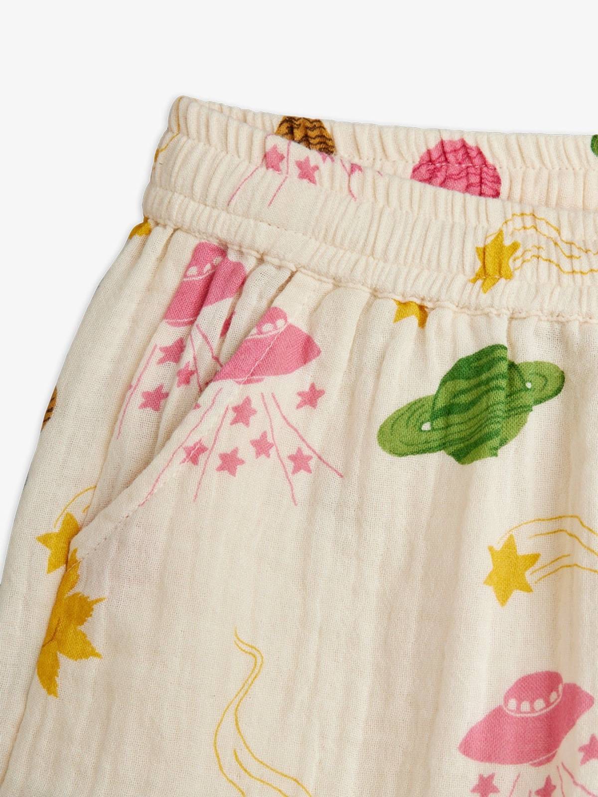 【期間限定8月1日より20%OFF SALE】ショートパンツ キッズ ベビー ミニロディーニ スペース 宇宙 総柄 SPACE MUSLIN SHORTS【国内正規品】 mini rodini 