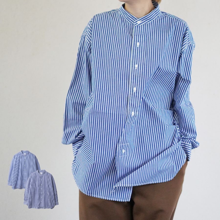 シャツ メンズ ロイヤルネイビー バンドカラーシャツ ストライプ 綿100％ ROYAL NAVY 【国内正規品】rn26swbs93 rn99swbs83