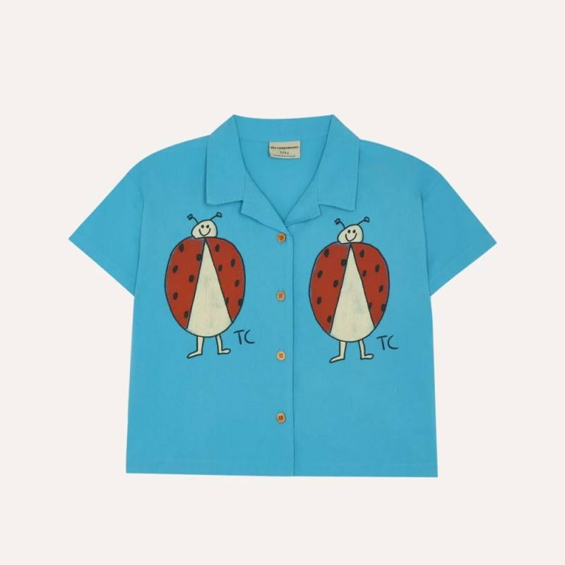 半袖シャツ キッズ  ベビー 開襟シャツ オープンカラーシャツ てんとう虫 ザ カンパメント Ladybug Blue Shirt【国内正規品】The Campamento TC-SS26-31