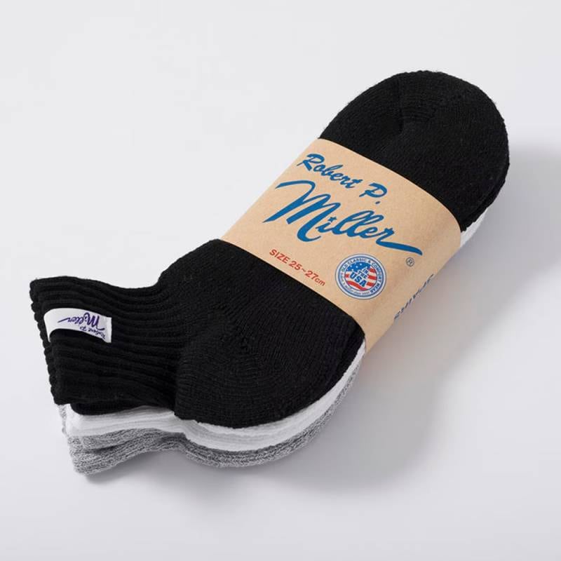 靴下 メンズ ロバートピーミラー ショートソックス 3足組 3P Short length socks 25-27cm Robert P.Miller (311c)
