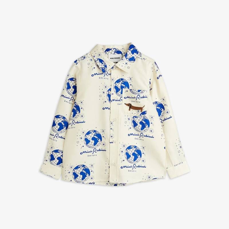 シャツ キッズ ベビー ミニロディーニ ブラウス 長袖 総柄 SOCIETY WOVEN SHIRT【国内正規品】 mini rodini