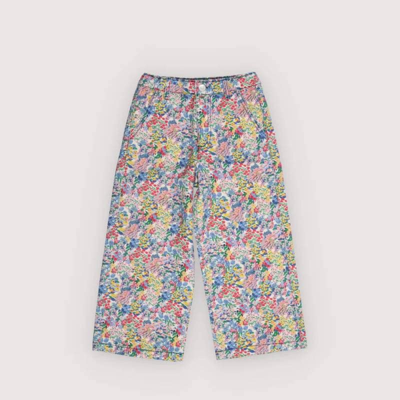パンツ  キッズ  ザニューソサイエティ ワイドレッグデニムパンツ 長ズボン 花柄 Lily Pant Verbena Print【国内正規品】 The New Society