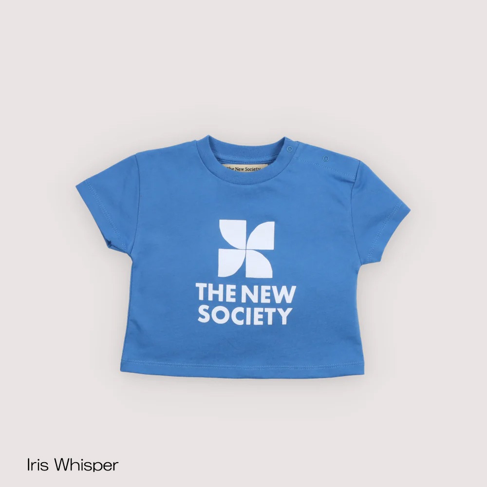 【期間限定8月1日より20%OFF SALE】　Tシャツ ベビー キッズ  ザニューソサイエティ 半袖 Tns Logo Baby T-Shirt Iris Whisper Soft Lemon【国内正規品】 The New Society