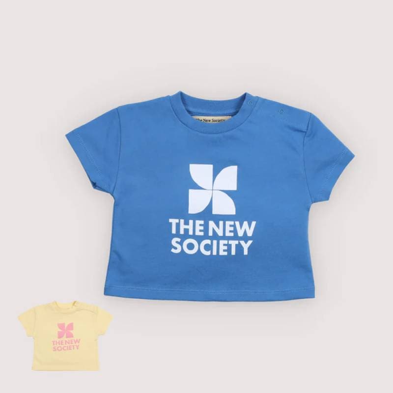 Tシャツ ベビー キッズ  ザニューソサイエティ 半袖 Tns Logo Baby T-Shirt Iris Whisper Soft Lemon【国内正規品】 The New Society