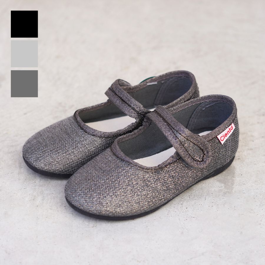 シエンタ Cienta  ワンストラップ バレエシューズ ベルクロ ラメ キッズ 14cm-21cm 500013 【国内正規品】