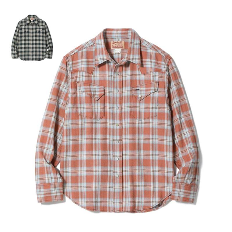 チェックシャツ メンズ ユニセックス シュガーケーン Lot No. SC29687 / WASHER HERRINGBONE CHECK WESTERN SHIRT SUGAR CANE ウエスタンシャツ