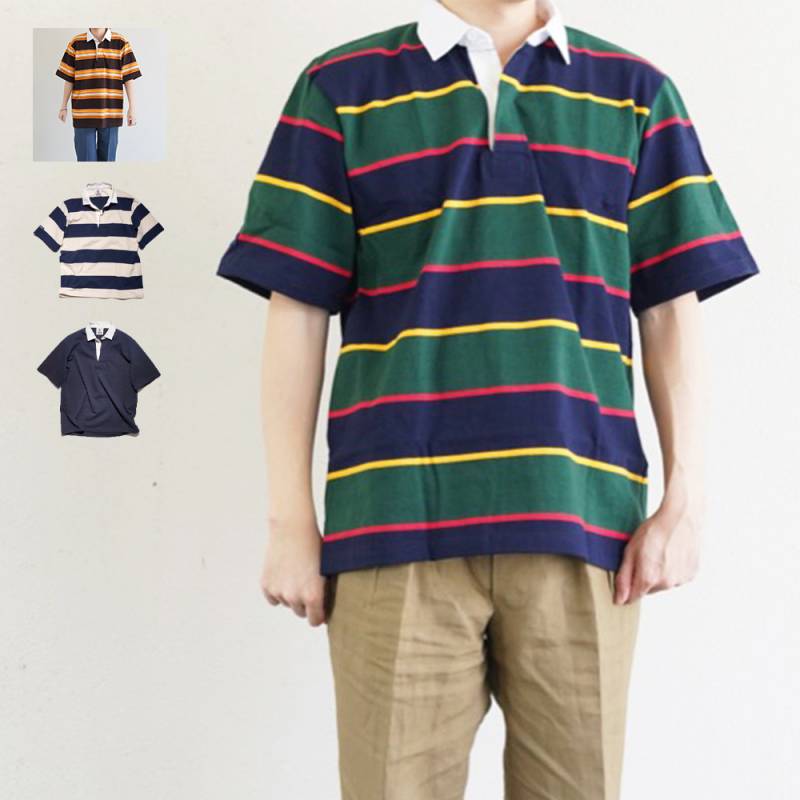 半袖ラガーシャツ メンズ ユニセックス ポロシャツ BARBARIAN バーバリアン ラグビーカラー ショートスリーブ ライトウェイトコットン 8oz REGULAR SHORT（NEW JAPAN SIZE）【国内正規品】