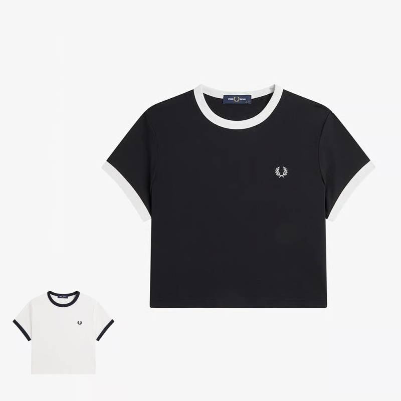 Tシャツ レディース  半袖  リンガーTシャツ ショートスリーブ フレッドペリー FRED PERRY Cropped Ringer T-Shirt【国内正規品】G9163