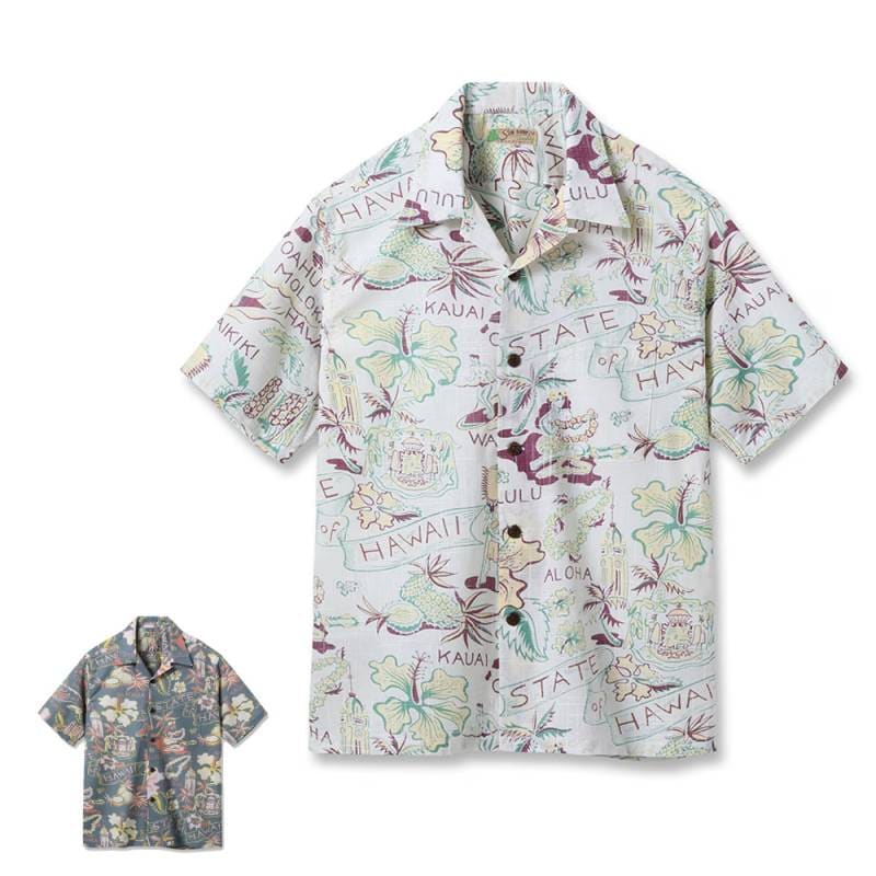 ハワイアンシャツ アロハシャツ メンズ サンサーフ コットン  SUN SURF Lot No. SS39693 / COTTON LINEN SLUBYARN HAWAIIAN SHIRT “STATE OF HAWAII”