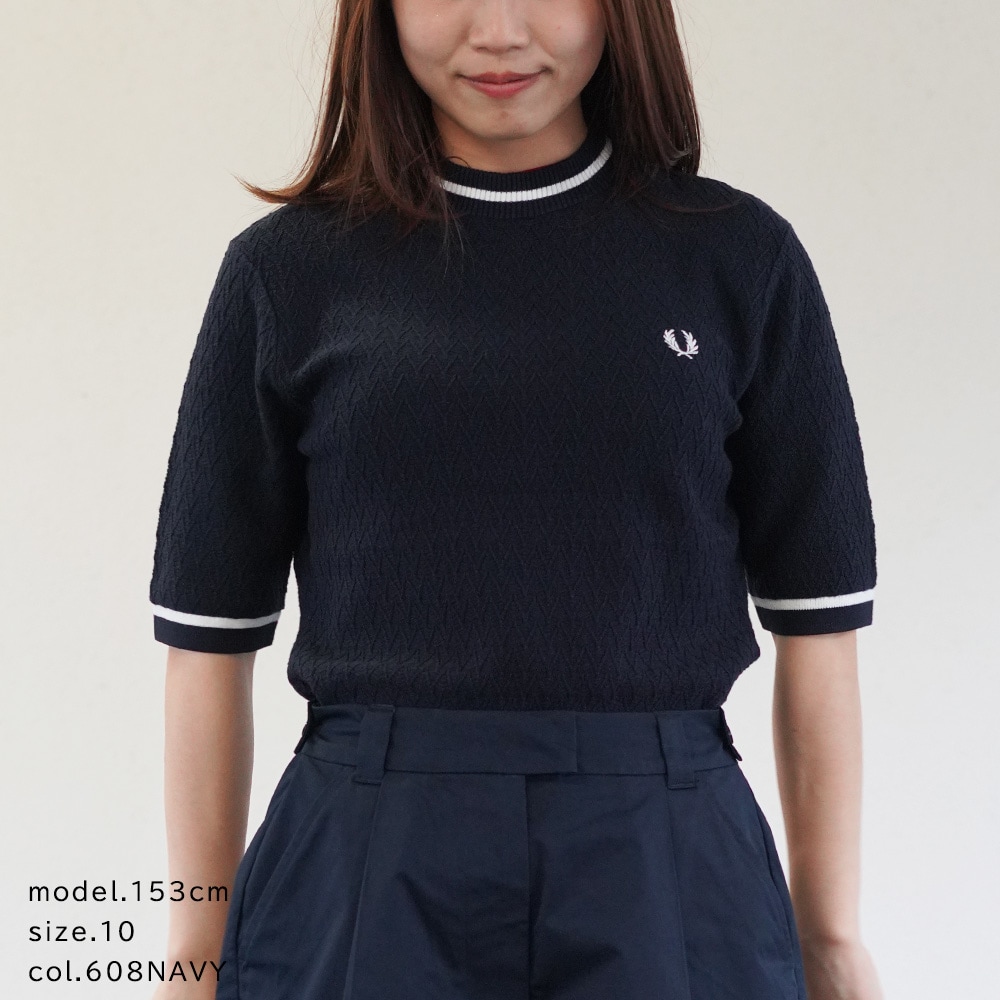 フレッドペリー  Tシャツ レディース 半袖 FRED PERRY TEXTURED KNITTED TOP 【国内正規品】K2131
