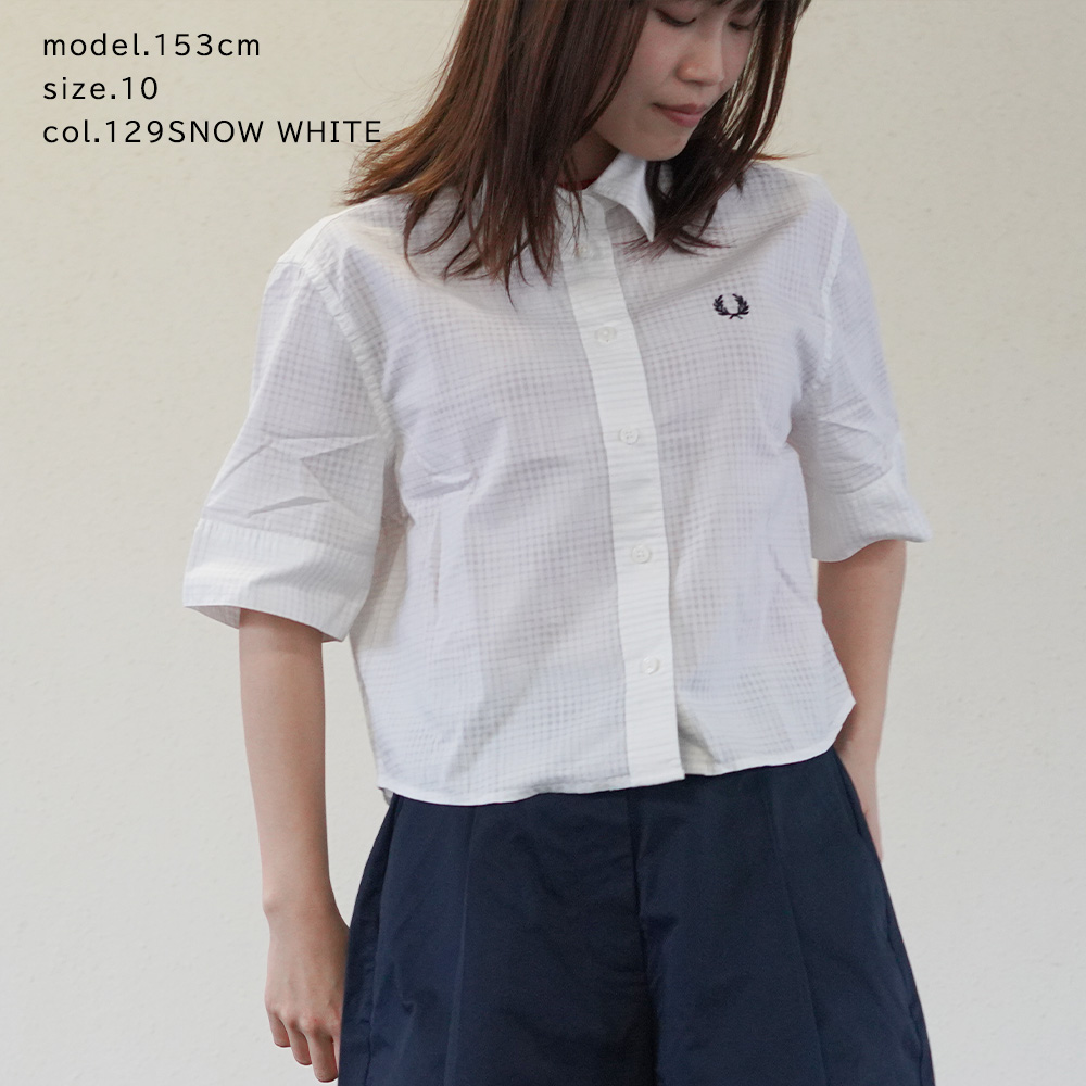 フレッドペリー  シャツ レディース 半袖 FRED PERRY OPEN WEAVE CHEQUERBOARD SHIRT 【国内正規品】G2188
