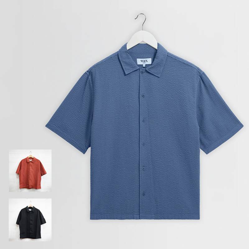 シャツ 半袖シャツ メンズ ユニセックス ワックスロンドン wax london Keats Cotton Seersucker Short-Sleeve Shirt【国内正規品】PW26-SSS-KET-BTS