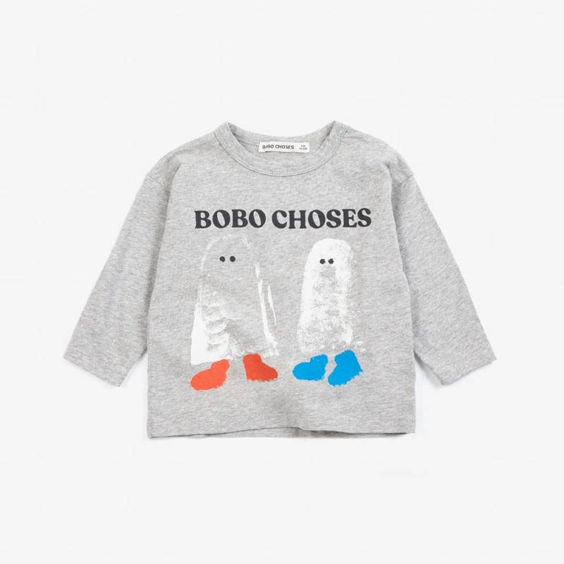 ロングTシャツ ベビー ボボ・ショーズ ロングスリーブ ロンT ゴースト 長袖 Booty Ghosts baby T?shirt【国内正規品】 Bobo Choses B226AB046