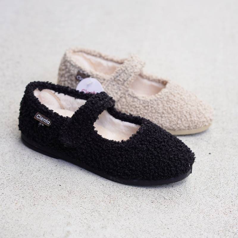 【26AW 予約】【最短で9月頃入荷予定】ワンストラップシューズ キッズ ベビー シエンタ Cienta Fur ファー フラットシューズ 靴 14-21cm【国内正規品】500034