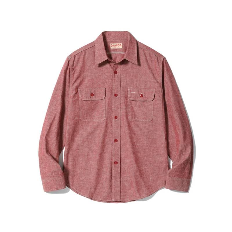 シャツ メンズ シュガーケーン レッドシャンブレー ワークシャツ 長袖 SUGAR CANE Lot No. SC29682 RED CHAMBRAY WORK SHIRT (LONG SLEEVE)