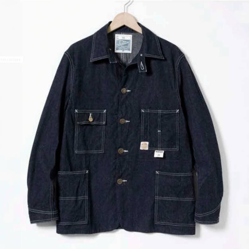 【26AW 予約】デニムカバーオール メンズ  ヘッドライト ワークコート 11oz BLUE DENIM WORK COAT HEADLIGHT HD16063