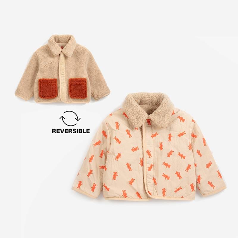 ジャケット アウター キッズ ベビー ボボ・ショーズ リバーシブル Softpaw Monster sheepskin jacket【国内正規品】 Bobo Choses
