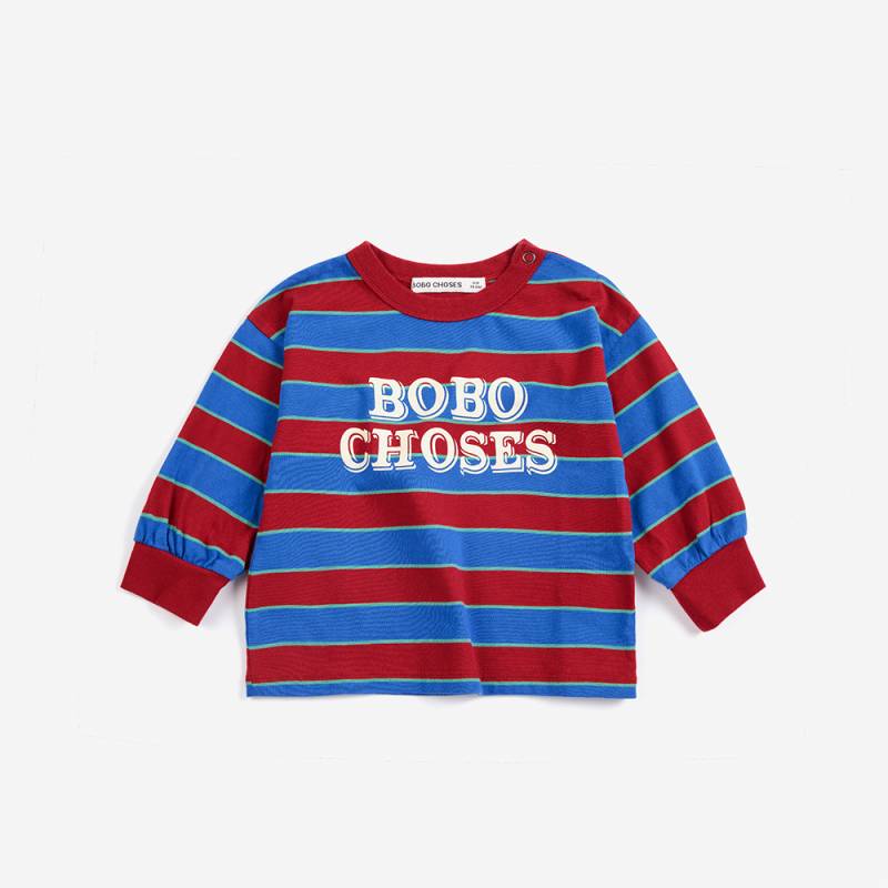 ロンT Tシャツ ベビー キッズ  ボボ・ショーズ ボーダー柄 Bobo Choses Embossed stripes T-shirt【国内正規品】 Bobo Choses