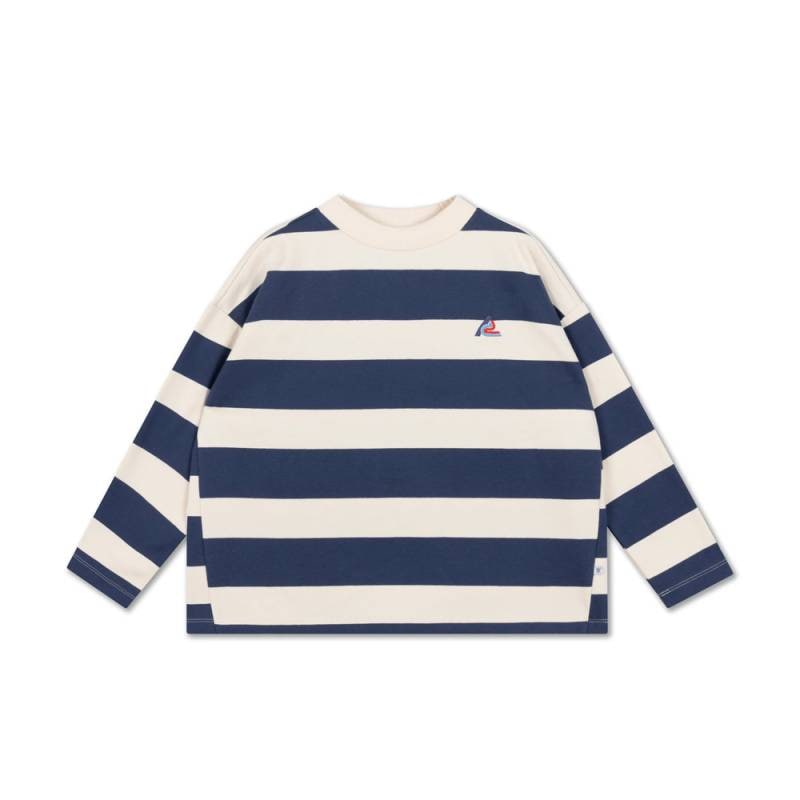 スウェット ベビー キッズ トレーナー レポーズ・アムス ボーダー柄 REPOSE AMS Boxy Sweater Eclipse Blue Block Stripe【国内正規品】 AW26-38