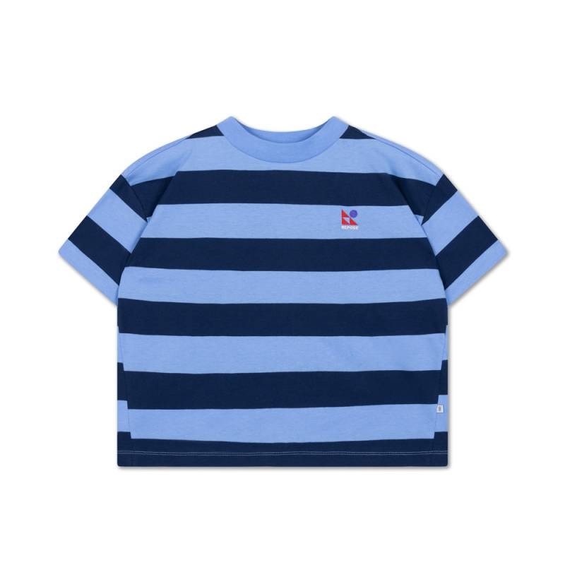 Tシャツ ベビー キッズ レポーズ・アムス ボーダー柄 半袖 REPOSE AMS Boxy Tee Horizon Dark Eclipse Block Stripe【国内正規品】 AW26-60