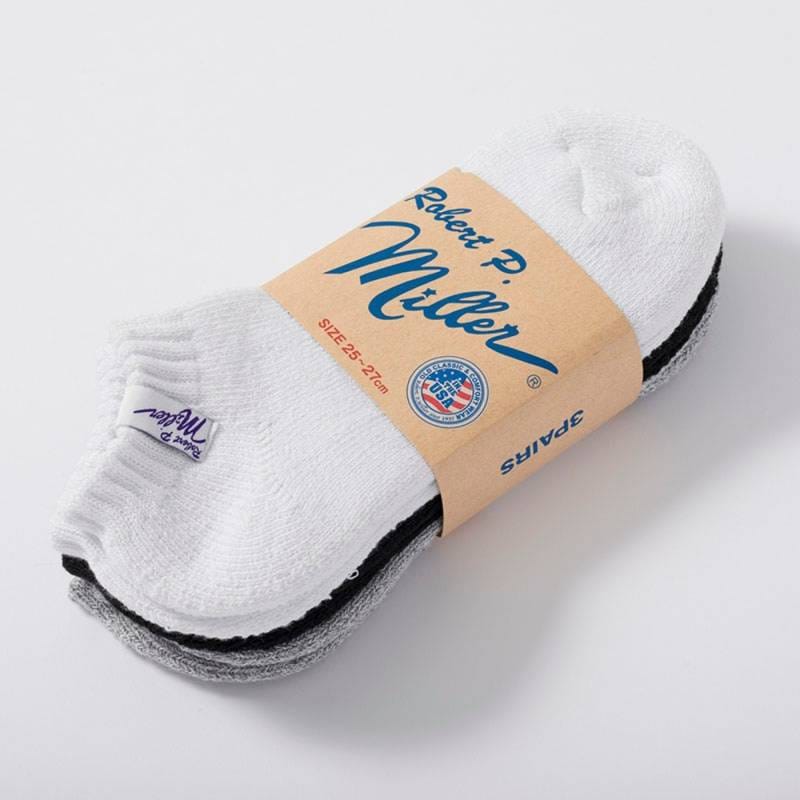 靴下 メンズ ロバートピーミラー アンクルソックス 3足組 3P Ankle length socks 25-27cm Robert P.Miller (310c)