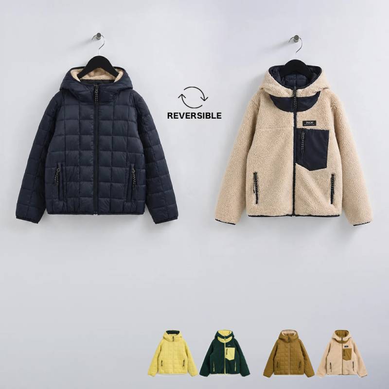 【26AW 予約】マウンテン リバーシブル ダウン×ボア フーディー キッズ タイオン 体温 【国内正規品】TAION-KR106MBMT