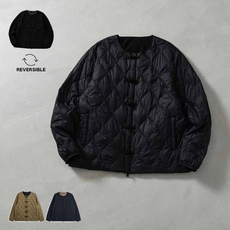 ダウンジャケット ユニセックス REVERSIBLE CHINA BUTTON INNER DOWN JACKET ジャパンスペシャル チャイナボタン リバーシブル タイオン 体温 TAION-JK01JS-1