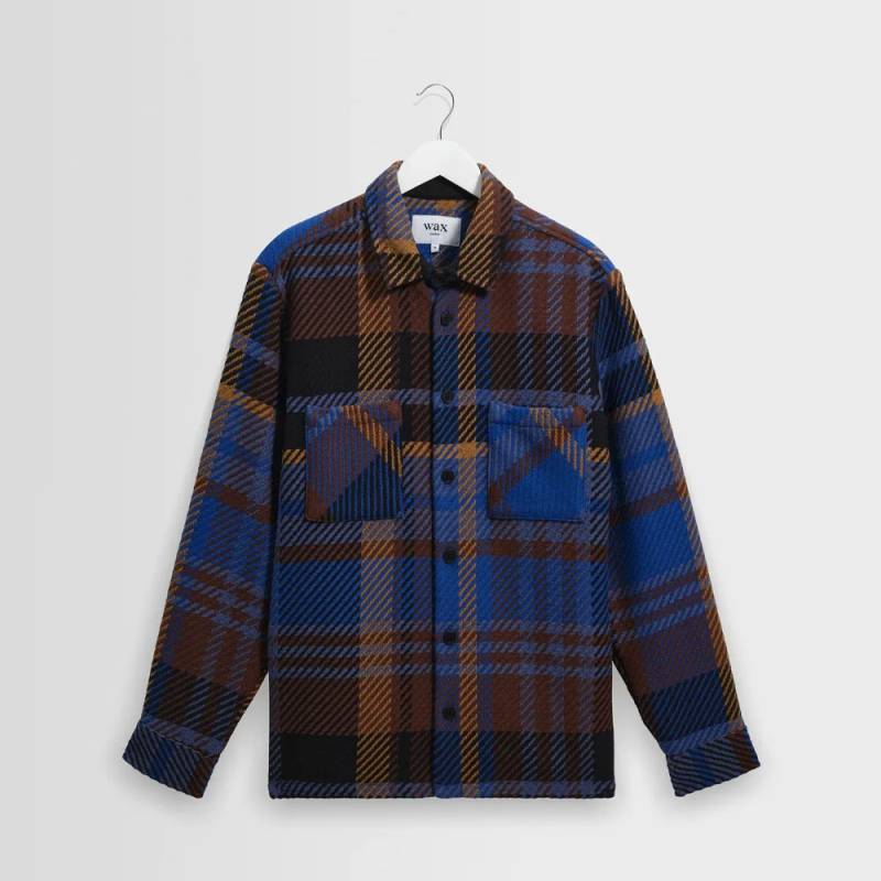 【26AW 予約】オーバーシャツ チェックシャツ メンズ ユニセックス ワックスロンドン wax london Blue And Brown Bold Check Overshirt【国内正規品】