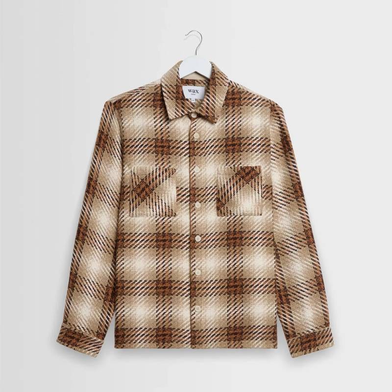 【26AW 予約】オーバーシャツ チェックシャツ メンズ ユニセックス ワックスロンドン wax london Natural And Ecru Overlap Check Overshirt【国内正規品】