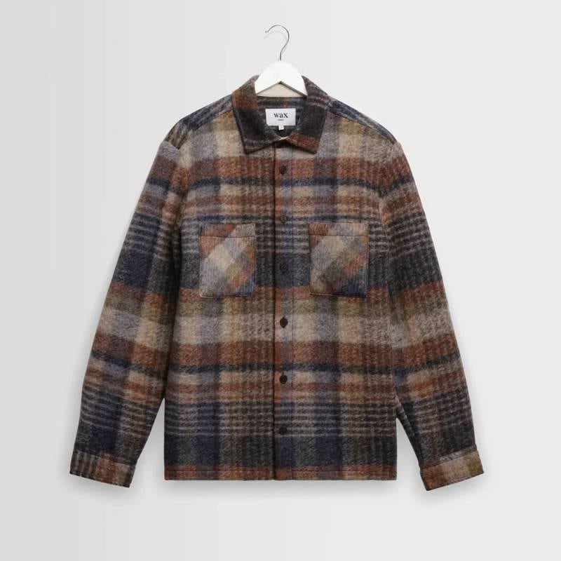 【26AW 予約】オーバーシャツ チェックシャツ メンズ ユニセックス ワックスロンドン wax london Oatmeal And Multicolour Check Wool Blend Overshirt【国内正規品】