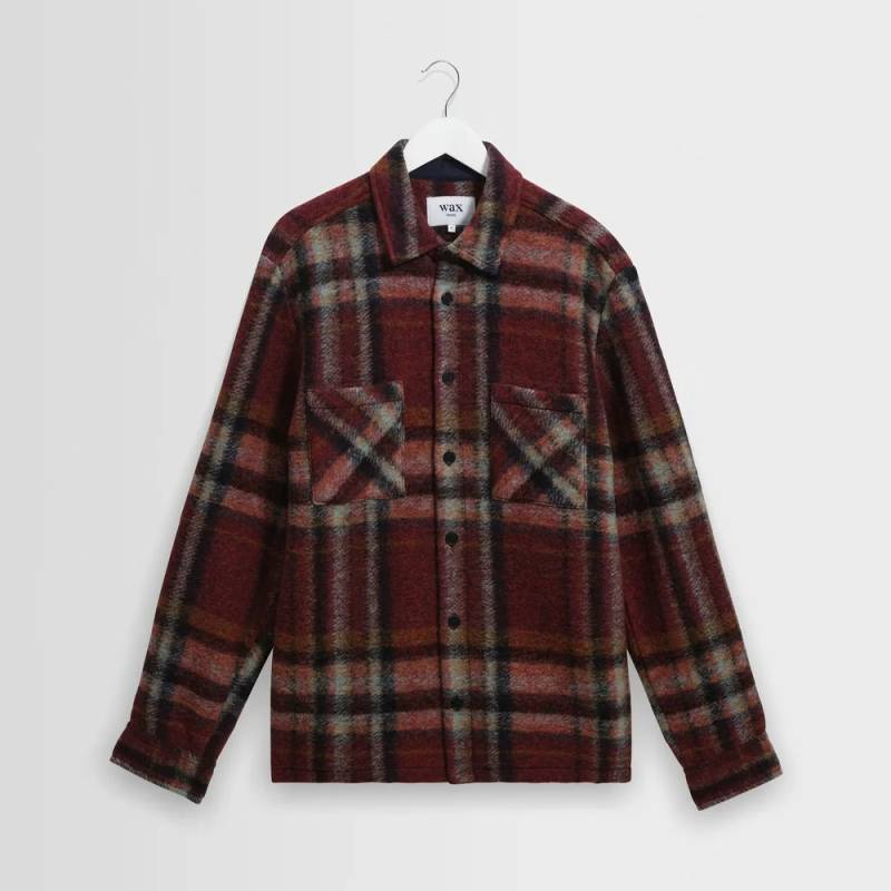 【26AW 予約】オーバーシャツ チェックシャツ メンズ ユニセックス ワックスロンドン wax london Burgundy And Multicolour Lex Wool Blend Check Overshirt【国内正規品】